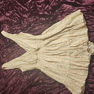 Junior American Eagle Medium beige and orange flowers shorts romper